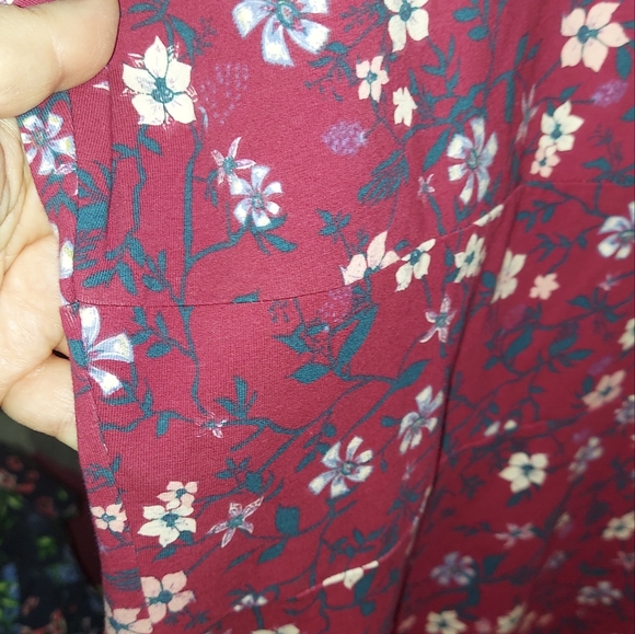 NEW Cotton Traders Tummy Control Floral Print Midi Burgundy Dress Size 18 - Picture 3 of 9